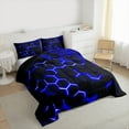 thumbnail image 3 of Manfei Geometric Hexagon Bedding Comforter Set,Minimalist Geometric Honeycomb Twin Comforter Sets,Blue Black Bedding Set For Boys Boys,Super Cozy Room Decor Reversible,2pcs, 3 of 8