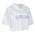 thumbnail image 2 of Women's ZooZatz White LSU Tigers Mesh Cropped V-Neck T-Shirt, 2 of 5