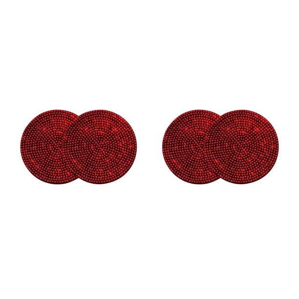 Sidaley Alfombrillas para portavasos de coche, almohadillas decorativas antideslizantes con diamantes de imitación, decoración roja Rojo 2piezas
