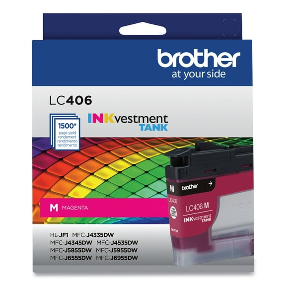 Brother Genuine LC406MS INKvestment Printer Ink, 1,500 Page-Yield, Magenta