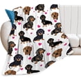 thumbnail image 1 of Dachshund In Sweaters Pattern Blankets Fleece Printed Cute Portable Soft Throw Blanket for Bed Office Quilt Dog Flannel Blanket, 1 of 7