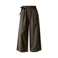 thumbnail image 5 of Kaemgyyd Wide Leg Pants Casual Wide Leg Capris Pants Side Bow High Waist Trousers Vacation Cropped Clothes（Army Green,XX-Large）, 5 of 6