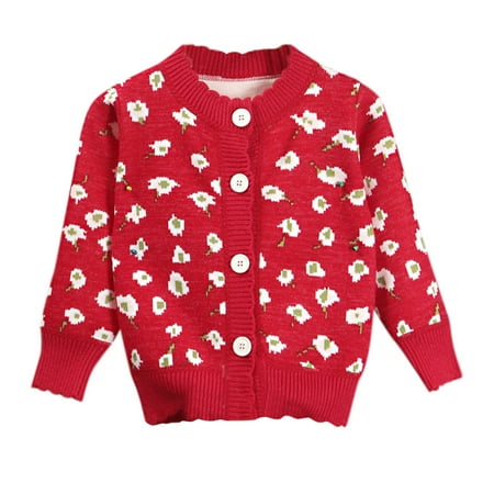 

QYZEU Stinky G Puffy Coats Toddler Windbreaker Jacket Toddler Child Kids Baby Girls Cute Cartoon Floral Long Sleeve Sweater Cardigan Knitted Coat Jacket Outer Outfits Clothes