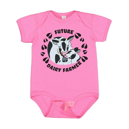 

Inktastic Future Dairy Farmer with Cute Black and White Holstein Cows Gift Baby Boy or Baby Girl Bodysuit