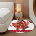 thumbnail image 3 of Happy Canada Day Round Living Room Rugs 7 ft, Red Maple Leaf Flag Beaver Animal Washable Area Rug with Non-Slip Sturdy Edge Binding Round Carpet for Kitchen Office Bedroom, 3 of 9