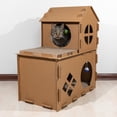 thumbnail image 3 of PETMAKER Thick and Durable Cardboard Cat House with Scratching Pads, Toys, and Catnip, 3 of 11