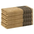 thumbnail image 1 of Juego de toallas de mano con patrones geométricos REGALWOVEN, toallas de baño de algodón, toallas de cara de bajo pelaje para baño, hotel, spa 13" x 13" Marrón claro 4 piezas, 1 of 7