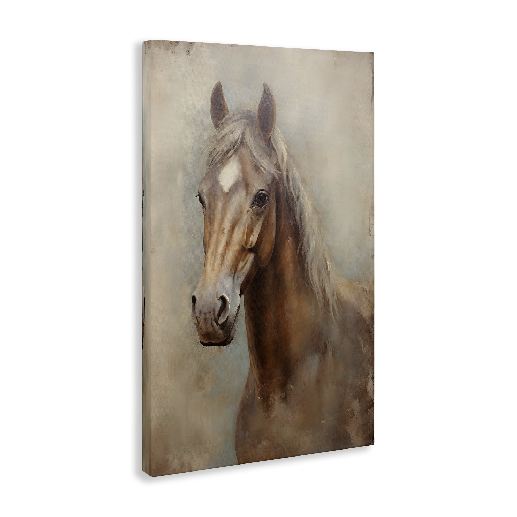 Stupell Industries Brown Horse Visage Animals & Insects Painting Gallery Wrapped Canvas Art Print Wall Art, 16 x 24