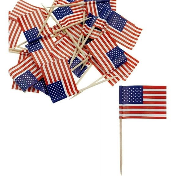 American Flag Toothpicks USA Cake Flag Topper Country Toothpick Flags Picks for Party Favors Decorations Supplies, 150 Counts by Baryuefull