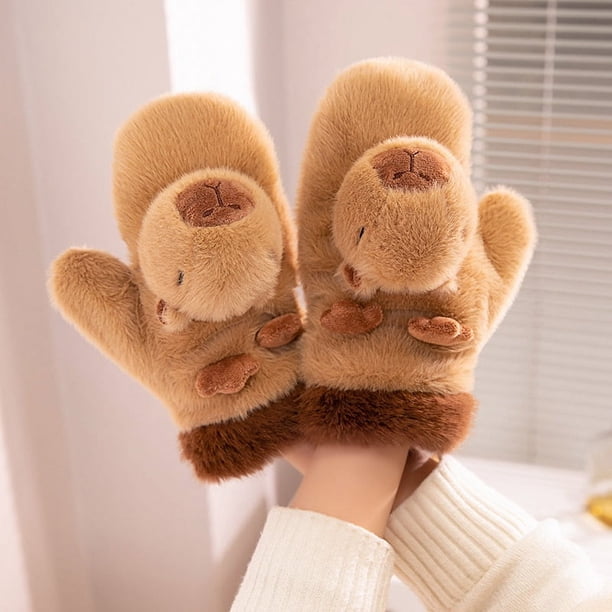 Guantes de felpa para estudiantes para invierno, gruesos, de cinco dedos, con cobertura completa, cálidos, para ciclismo y protección contra el frío