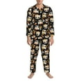 thumbnail image 3 of Sikiie Flower Fox Mens Pajama Set, Soft Warm Long Sleeve Sleepwear, Cozy Button-Down Pjs for Men-Small, 3 of 7