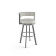 thumbnail image 1 of Amisco Browser 30 in. Swivel Bar Stool - Light Grey Polyester / Glossy Grey Metal, 1 of 9