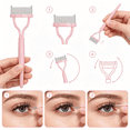 thumbnail image 5 of ACDANC 2026 New Eyelash Comb, Arc Designed Eyelash Separator Mascara Applicator Eyebrow Brush Metal Teeth Eye Lash Tool with Comb Cover, Baby Pink, 5 of 6