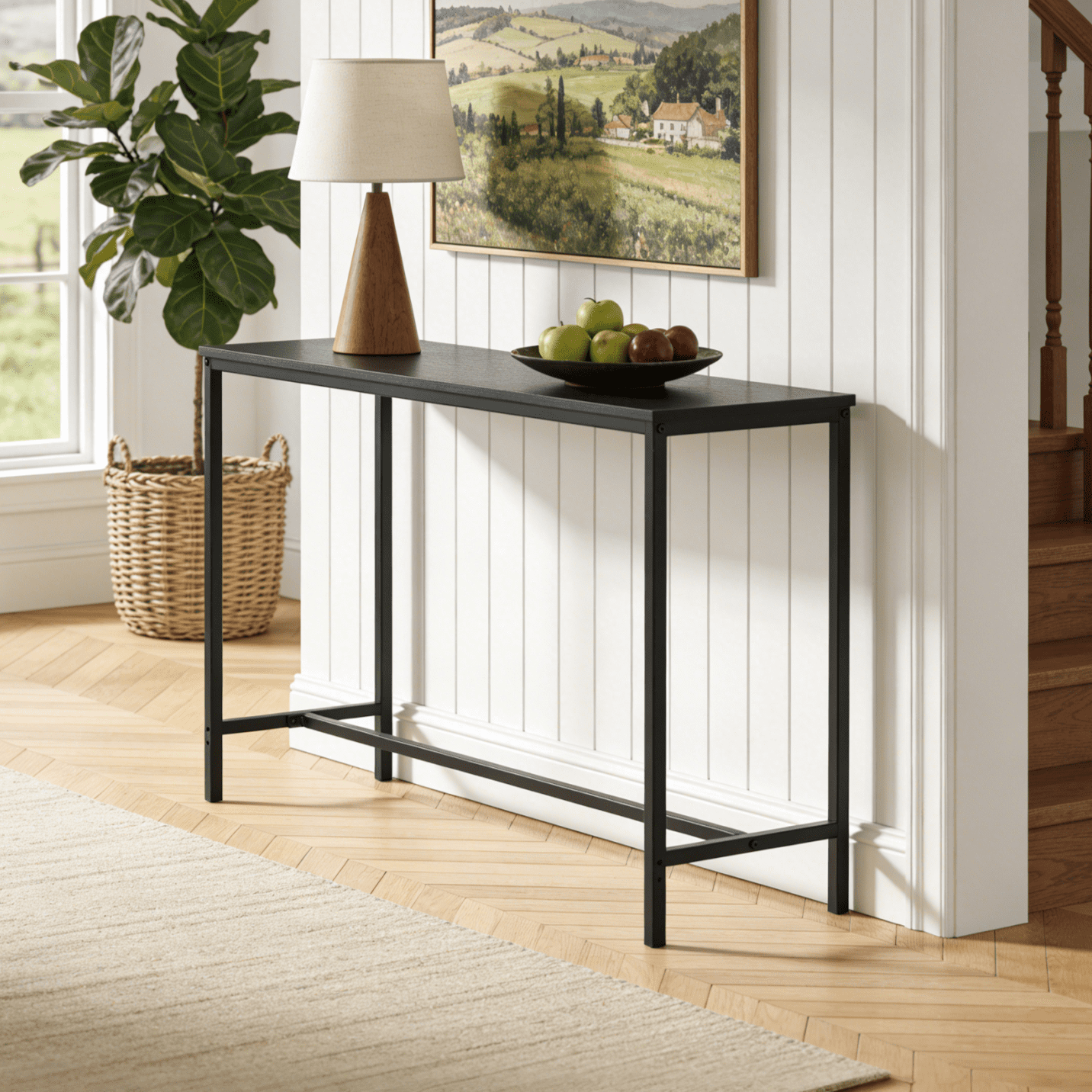 Ktaxon Modern Console Table, 41.3" Narrow Sofa Table TV Stand with Sturdy Metal Frame in Entryway, Living Room, Hallway, Bedroom, Hotel, Black
