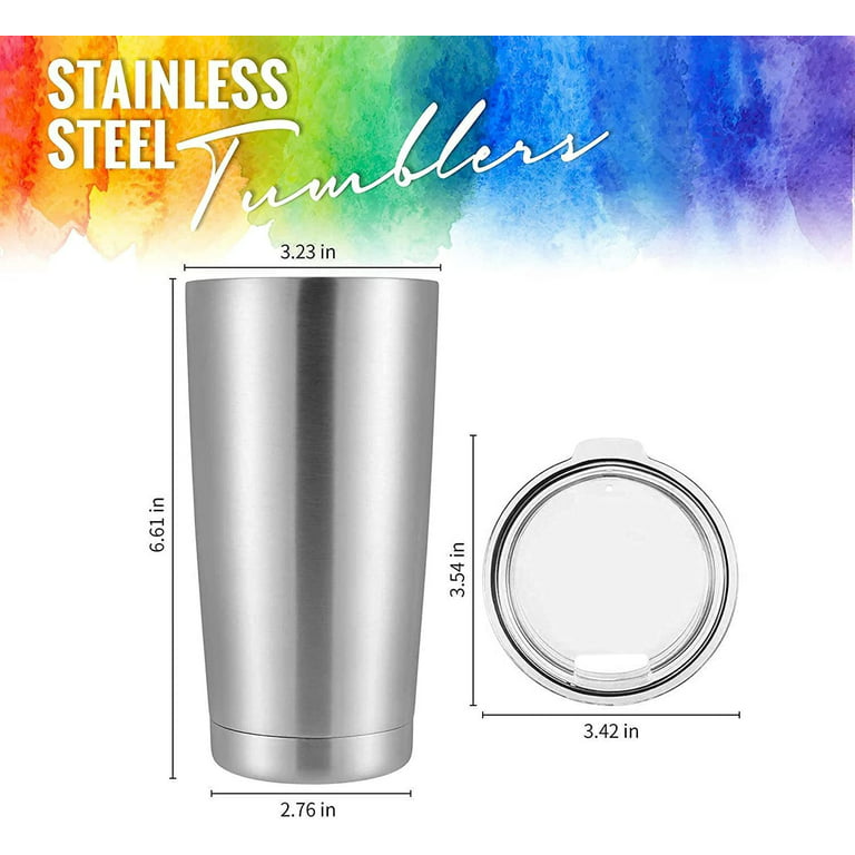 Stainless Steel Tumblers Bulk 100-Pack 20oz Double Wall Vacuum Insulated by  Pixiss, Bulk Cup Coffee Mug with Lid Perfect for Epoxy Glitter Tumblers 