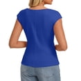thumbnail image 6 of Womens Twist Front Cap Sleeve Tops Crew Neck Slim Fit Dressy Casual Blouses Business Office Work Fashion Shirts Elegant 2026 Summer, #01 Dark Blue, XXL, 6 of 6