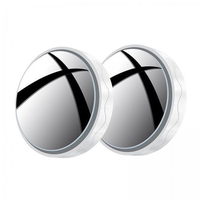 Espejo de para Coche de 2x2 Uds, Cristal Transparente Redondo con Espejo Retrovisor Lateral Enmarcado para Coches 3 piezas