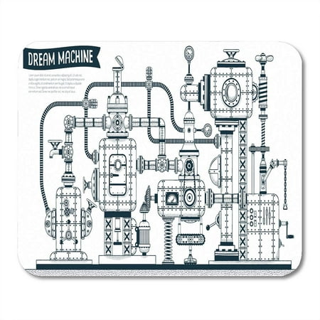 LADDKE Complex Mechanism Interlacing of Various Mechanical Engineering Is Black and White Contour in the Doodle Mousepad Mouse Pad Mouse Mat 9x10