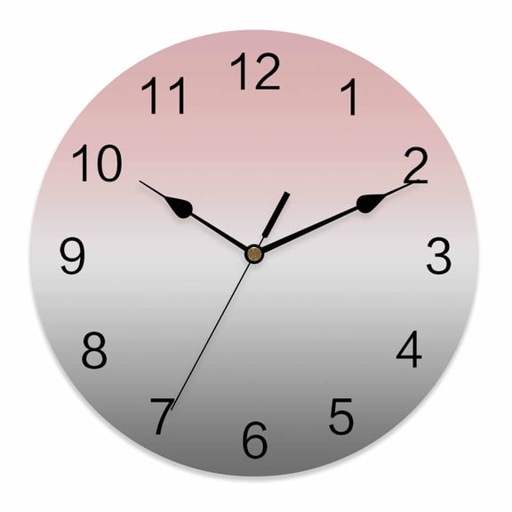 Wall Clock 14 Inch Pink Gray Gradient Round Silent Decorative Wall Clocks Battery Operated for Living Room Bedroom Kitchen Classroom Decor, Abstract Watercolor,Large