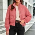 thumbnail image 2 of Admvng Women's Plaid Coat Zip-Up Long Sleeve Casual Elastic Hem Jacket, 2 of 8