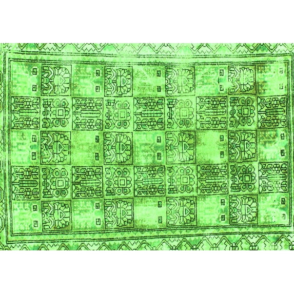 Ahgly Company Indoor Rectangle Abstract Green Modern Area Rugs, 7' x 9'