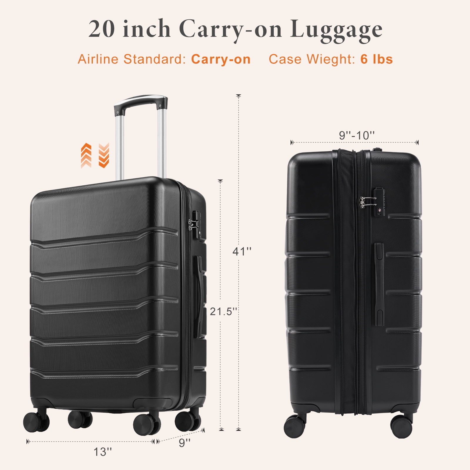 EverPick Hardside Luggage with Spinner Wheels - 20 Inch Expandable Suitcase, TSA Lock, Lightweight Hard Shell Carry On & Checked Luggage - Durable ABS/PC, 360° Silent Wheels - Black