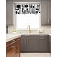 thumbnail image 5 of Kitchen Cafe Valance Curtain for Small Windows,Minimalist Square Stripe Rod Pocket Short Valances Black Grey Rectangle on White Window Treatment Panel for Living Room/Bedroom/Bathroom,42x12in, 5 of 9