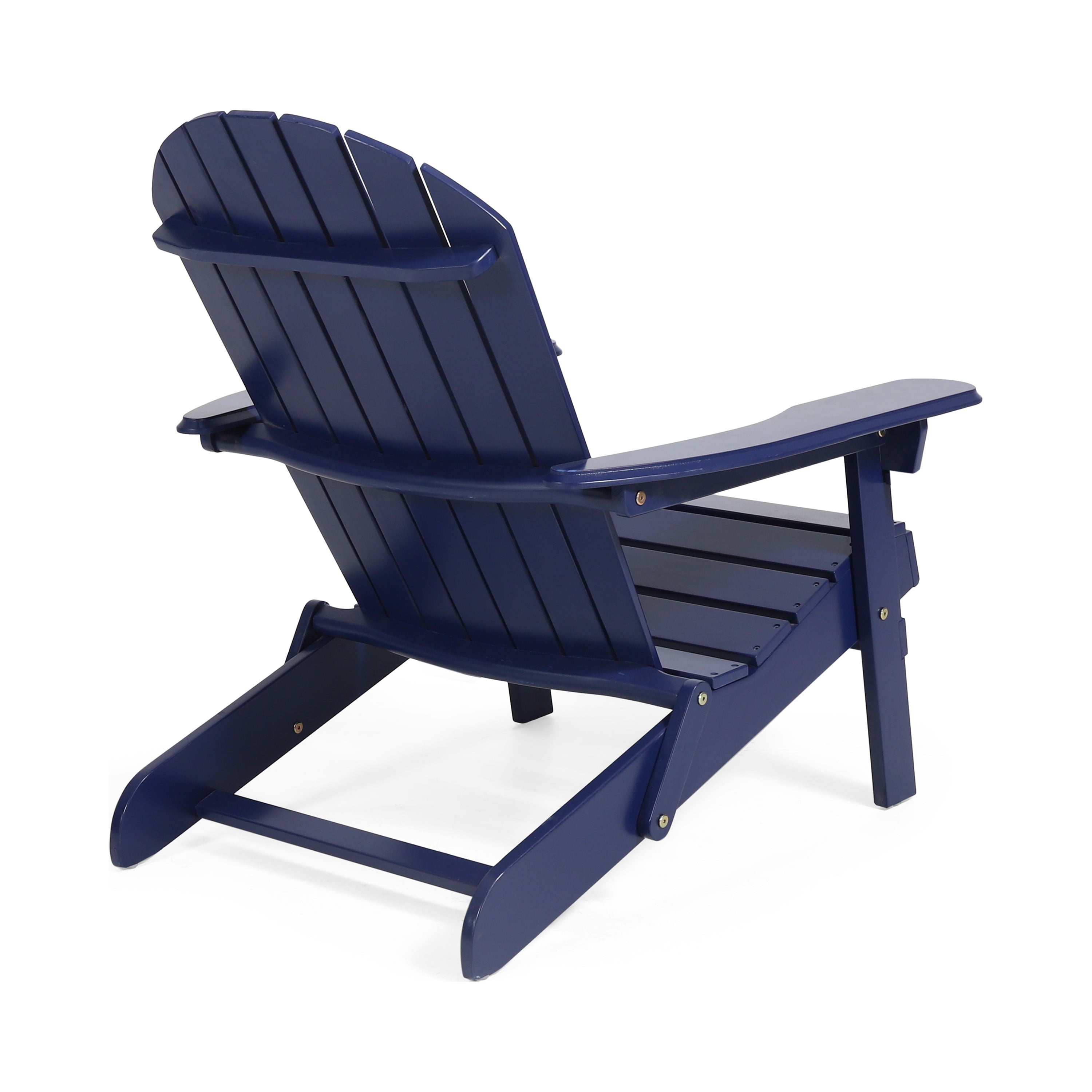 Libo Outdoor Adirondack Chair, Blue Acacia Wood Frame, Slat Panels