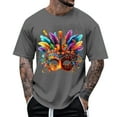 thumbnail image 2 of LpwkSSA Men Casual Round Neck Printing Pullover Fitness Sports Shorts Sleeves T Shirt Blouse Gray M, 2 of 5