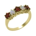 thumbnail image 1 of LBG English Made 9k Yellow Gold Natural Garnet & Opal Ladies Eternity Ring - 33 size options - Size 11, 1 of 6
