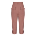 thumbnail image 7 of XAOFW Capri Pants For Women Casual Solid Color Straight Leg Cargo Pants With Button Front For Summer Comfort And Daily Wear Trendy Bottom XXL, 7 of 7