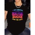 thumbnail image 1 of Colorful Graphic Tee - Crew Neck, Medium Stretch Polyester, Short Sleeve, Machine Washable, Random Print, Casual Sporty Top for Women, 1 of 6