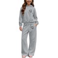 thumbnail image 5 of Fjofpr Girl's Tracksuits 2 Pieces Outfits Winter Printed Hooded Sweatshirt Wide-Leg Pants Casual Sports Fleece-Lined Warmth Two-Piece Set Kids 5-14 Years, 5 of 7