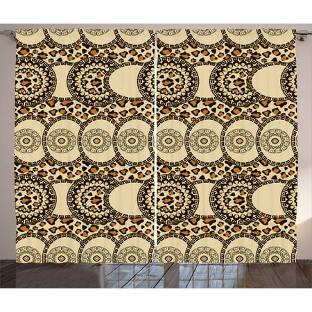 Zambia Curtains 2 Panels Set Folk African Safari With Nature And Animal Effects Jungle Boho Design Window Drapes For Living Room Bedroom 108w X 96l