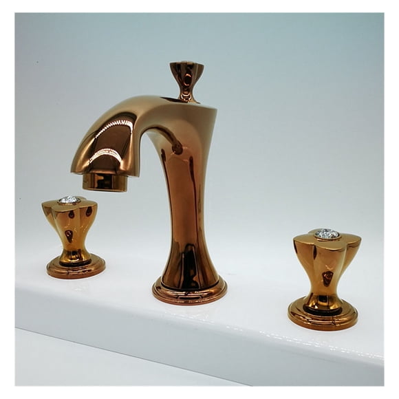 Basin Faucet Gold Bathroom Faucet 3 Hole Widespread Basin Mixer Hot And Cold Brass Sink Faucet Water Basin Tap ,Easy to Install