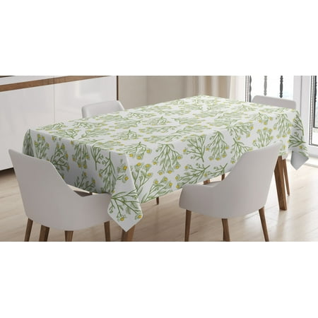 

Apothecary Tablecloth Retro Daisy Branches Romantic Spring Blossom Beauty Essence Flora Rectangular Table Cover for Dining Room Kitchen 60 X 90 Inches Reseda Green White Yellow by Ambesonne