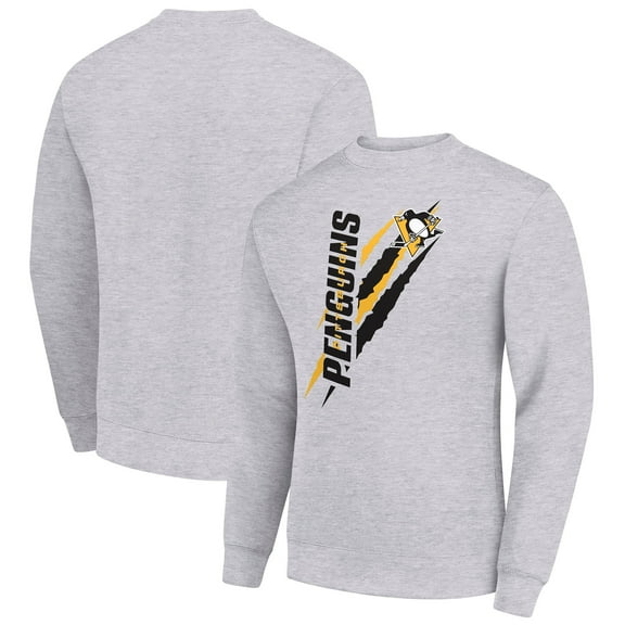 Men's Starter Heather Gray Pittsburgh Penguins  Color Scratch Pullover Sweatshirt