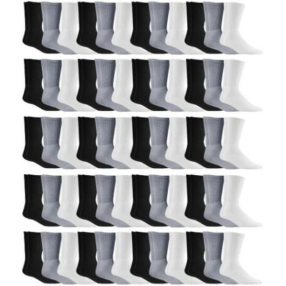 Yacht & Smith Mens & Womens Wholesale Bulk Sports Crew, Athletic Case Pack Socks (72 Paire Mixed Assorted, Mens 10-13 (Shoe Size 7-12))