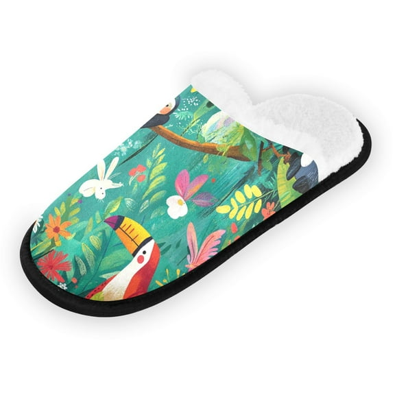Women's Men's Slippers, Non-Slip Travel Unisex Fleece House Shoes Animals