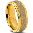 thumbnail image 2 of Charming Jewelers Tungsten Wedding Band Ring 8mm for Men Women Comfort Fit Celtic 18K Yellow Gold Plated Step Beveled Edge Brushed Polished Lifetime Guarantee Size 12.5, 2 of 5