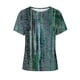 thumbnail image 5 of moda de las mujeres casual manga corta impreso cuello redondo suéter suelto top verde / 4xl, 5 of 5