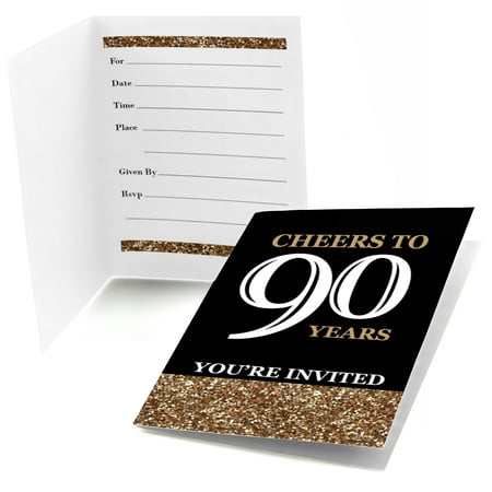 Adult 90th Birthday - Gold - Fill-In Birthday Party Invitations (8