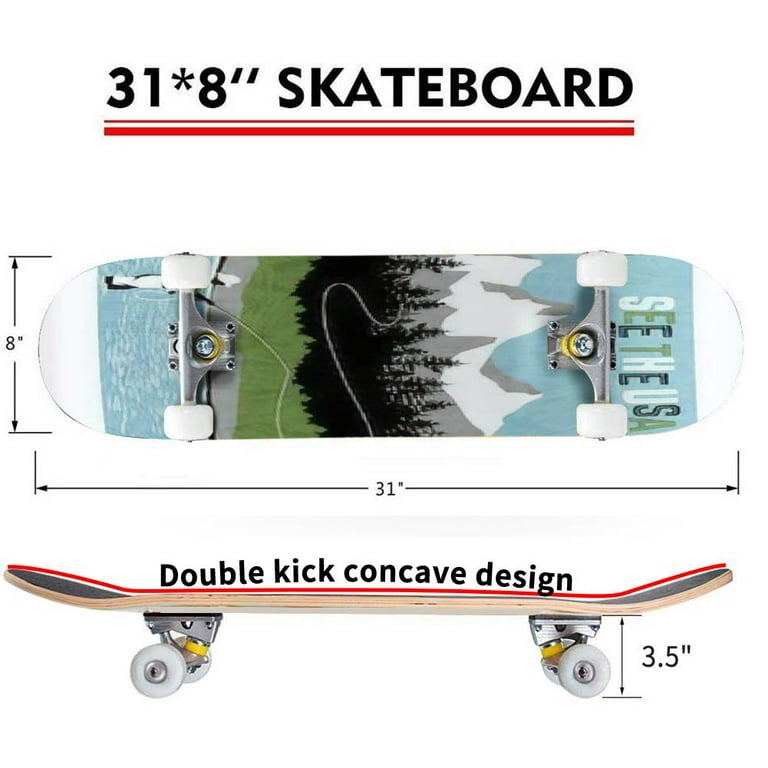 Retro style travel poster design for the United States Man fly Outdoor  Skateboard Longboards 31x8 Pro Complete Skate Board Cruiser