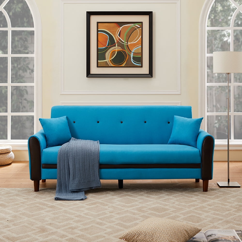 Kepooman Modern 3-Seater Tufted Loveseat Sofa for Living Room Bedroom Office, Blue Kepooman Modern 3-Seater Tufted Loveseat Sofa for Living Room Bedroom Office, Blue