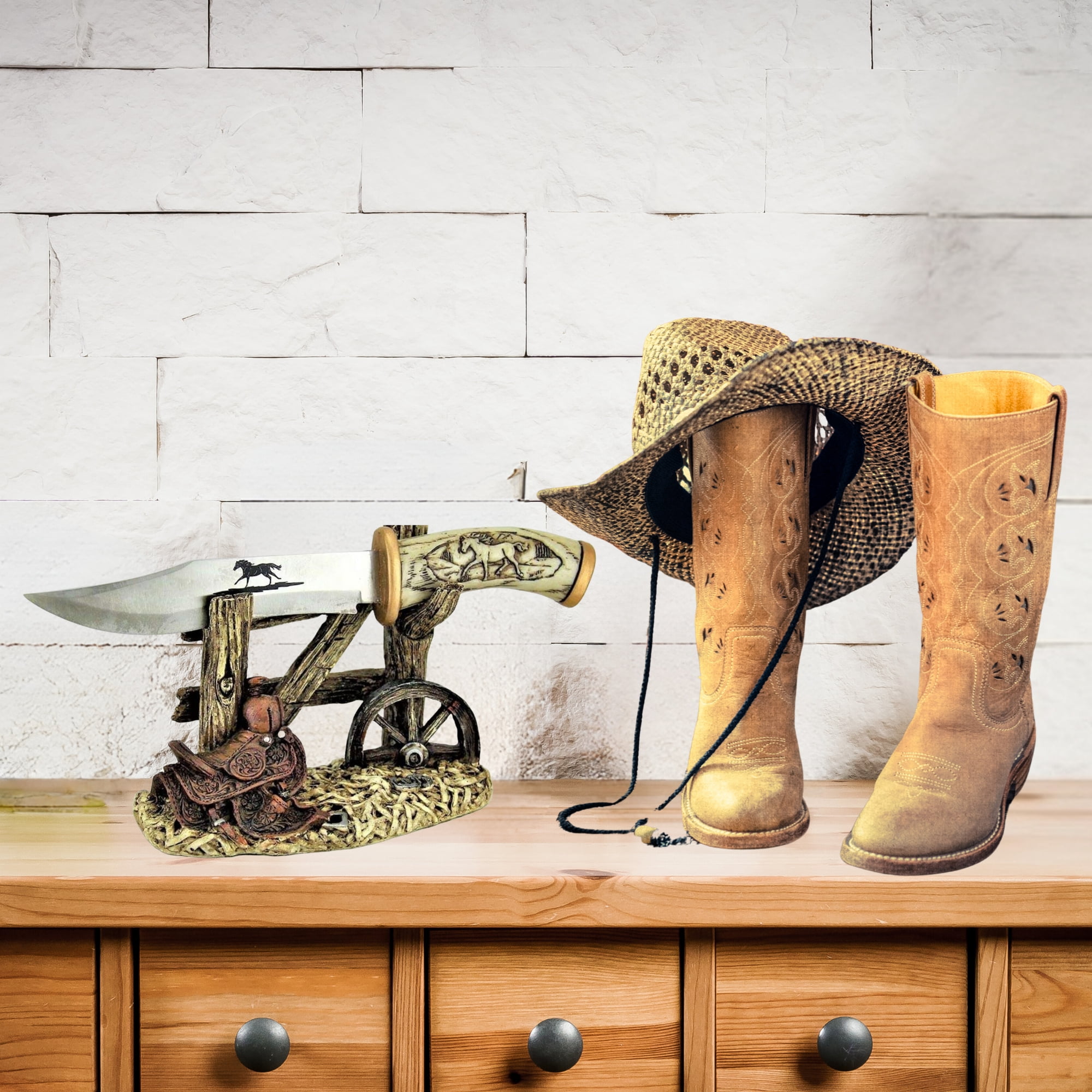 Hunting Blade Knife with Western Style Horse Decorative Stand - Gift for Hunters