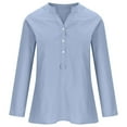 thumbnail image 4 of under 10.00 LYXSSBYX Womens Tops Plus Size Tunic Women's V-Neck Long Sleeve Loose Button Cotton and Linen Tunic Shirts Summer Shirts Blouse, 4 of 6