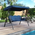thumbnail image 4 of Costway 3-Seat Patio Swing Chair with Adjustable Canopy Thickened Cushions Pillow Navy, 4 of 10