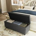thumbnail image 5 of M optimized Storage Ottoman Bench, Mid-Century Modern Storage Bench for Bedroom, Synthetic Leather with Stitching, Safety Hinges, Loads 680 Lb, 5 of 7