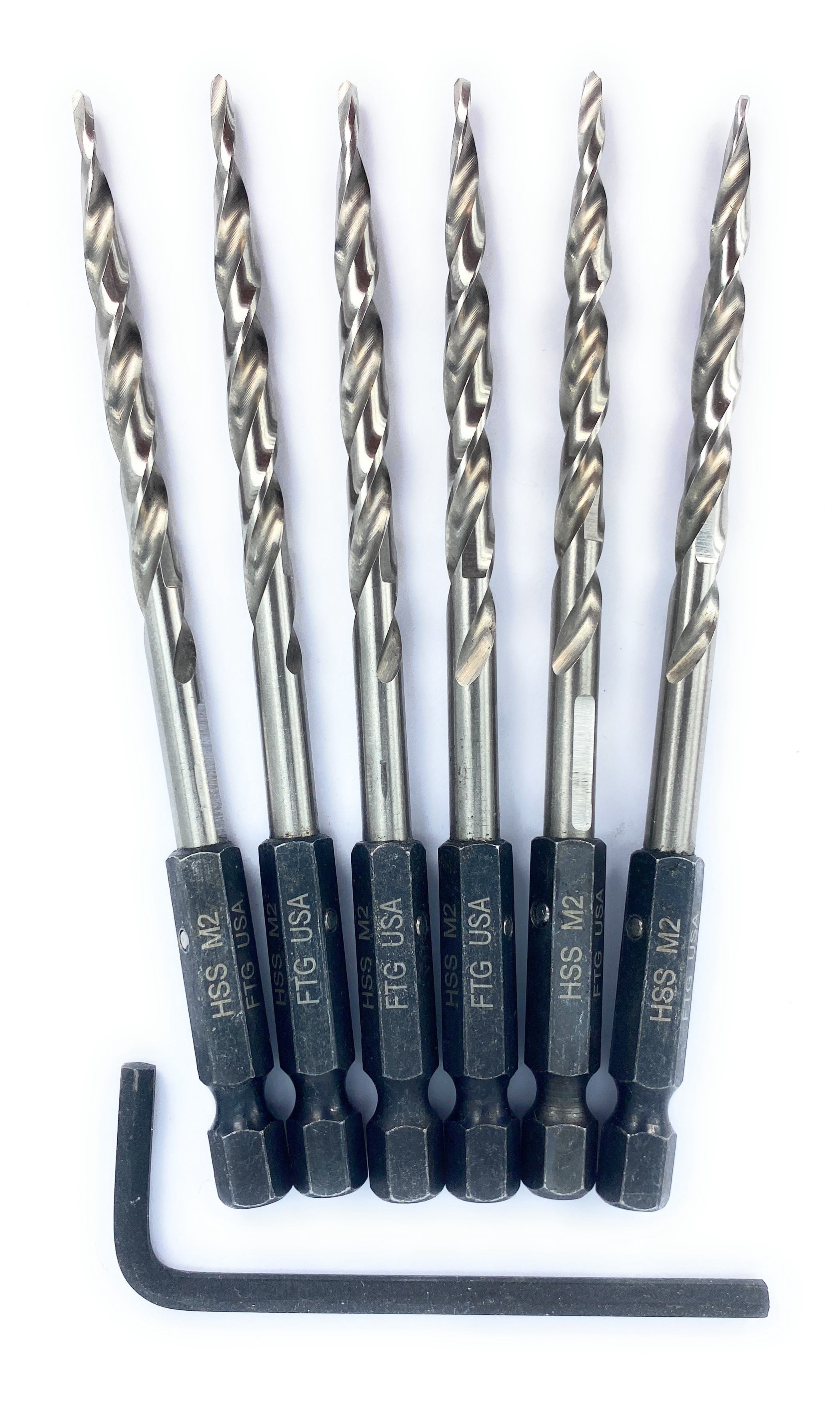 FTG USA Replacement Tapered Countersink Drill Bit Set 6 Pc Bit (#10) 3/16"