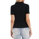 thumbnail image 3 of Camisetas de polo de manga corta INSPIRE CHIC para mujer, con cuello en V y botones, tops de punto casuales, L negro, 3 of 6